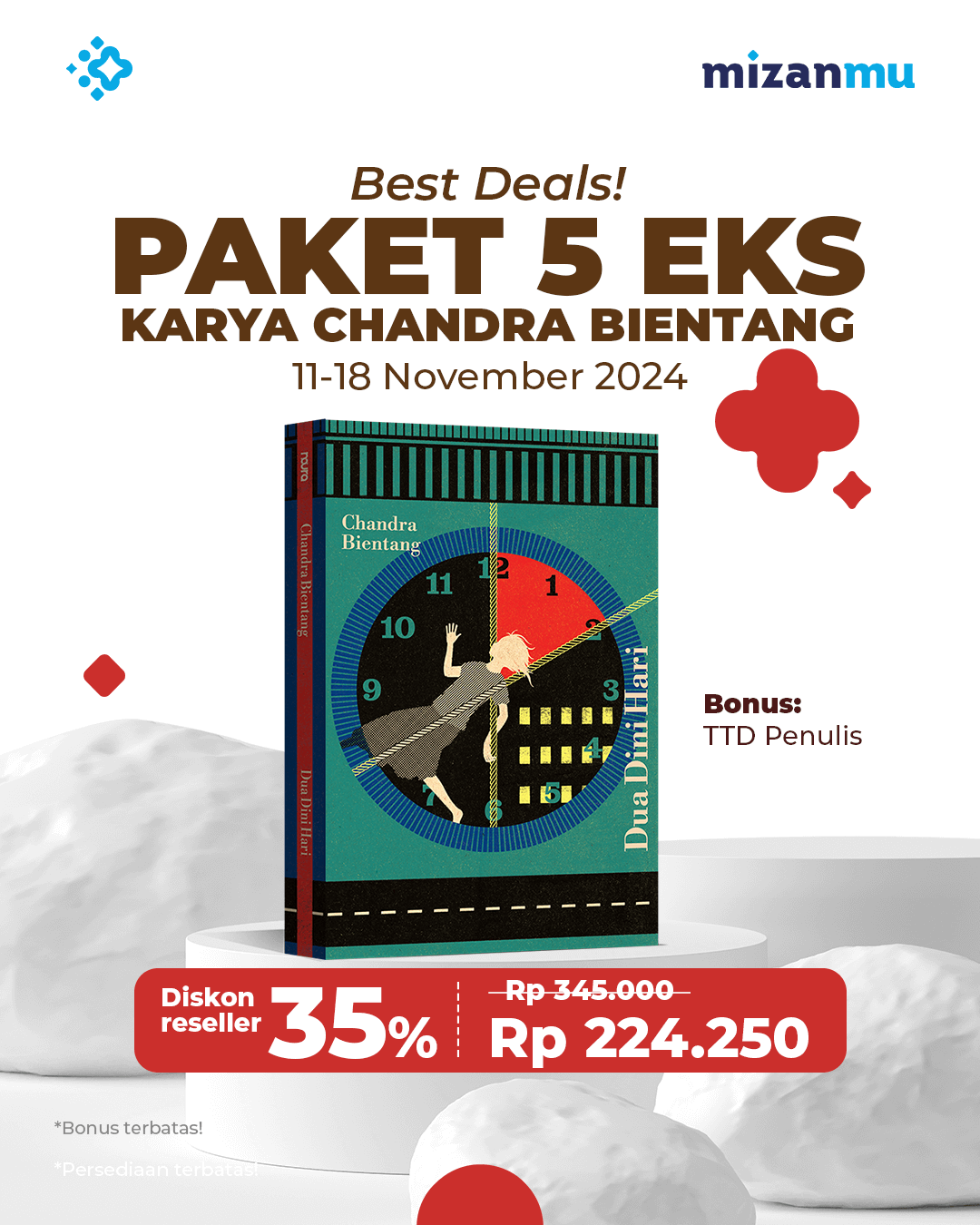 PAKET 5 EKS - SO BUKU CHANDRA BIENTANG DUA DINI HARI BONUS TTD