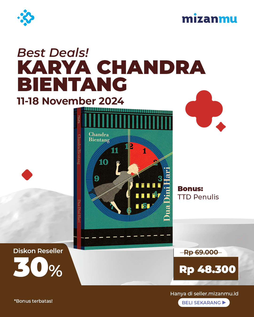 PAKET SATUAN - SO BUKU CHANDRA BIENTANG DUA DINI HARI BONUS TTD