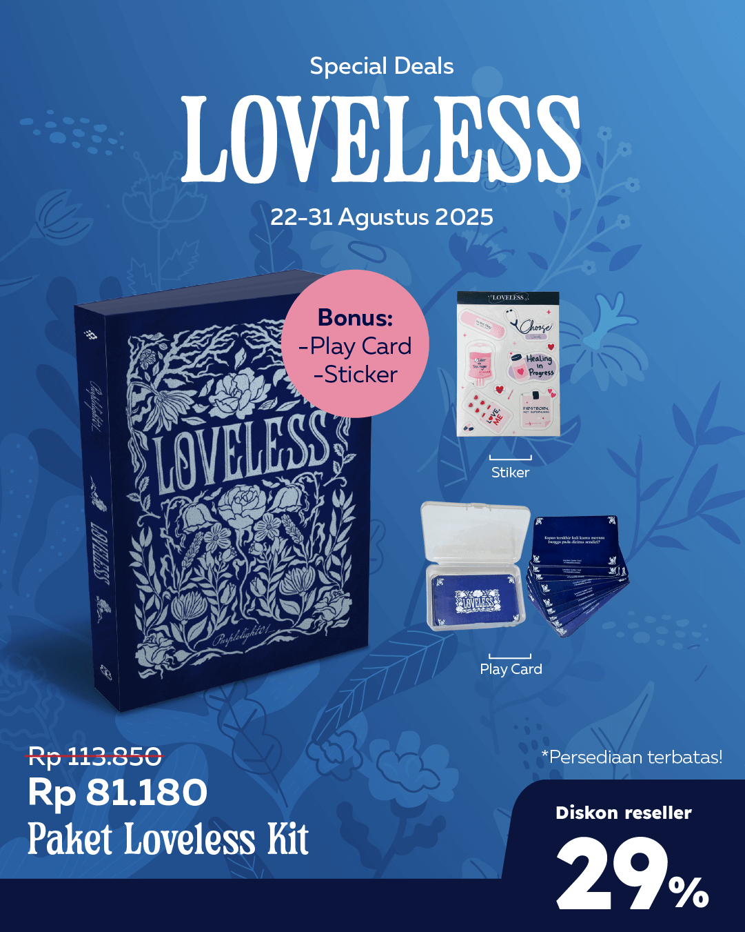 PAKET SELF-WORTH KIT (SATUAN) - SO LOVELESS+STIKER+PLAY CARD BE-179
