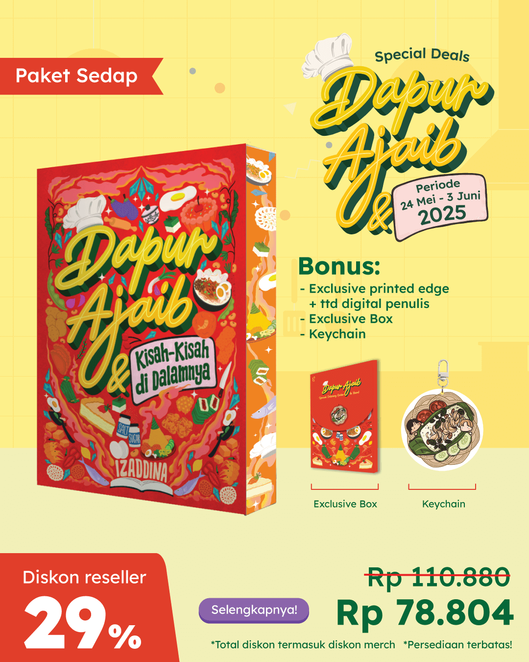 PAKET SEDAP - SO DAPUR AJAIB+TTD+PRINTED EDGE+BOX+KEYCHAIN BE-177