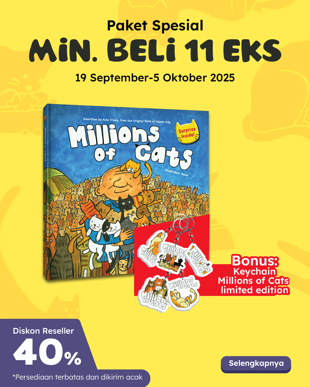 PAKET 11 EKS - SO MILLIONS OF CATS+KEYCHAIN DAR-026