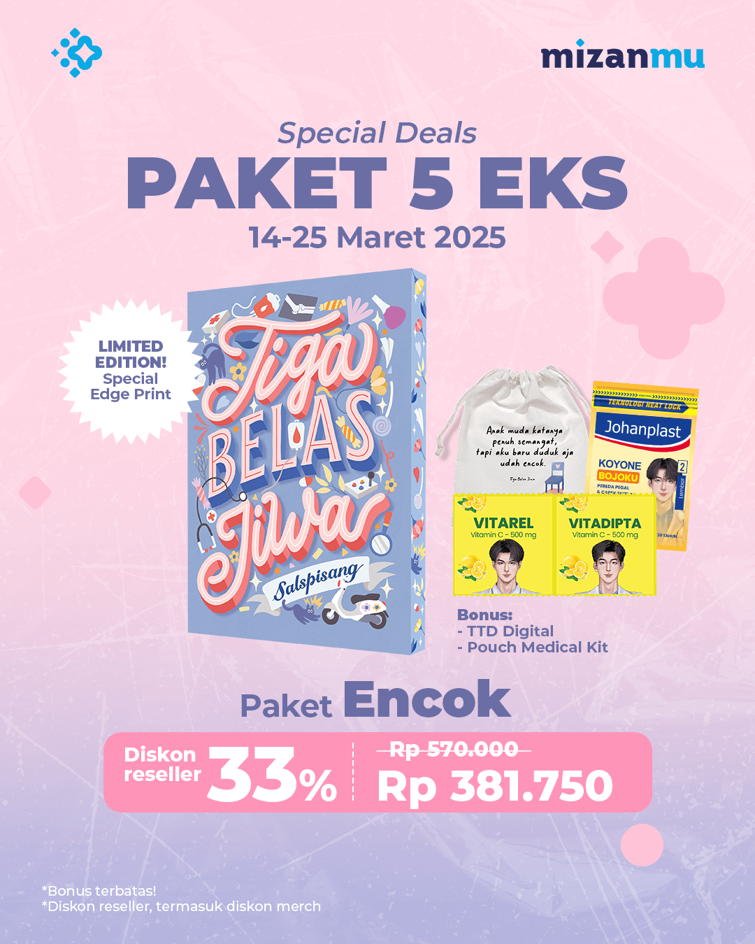 PAKET ENCOK (5 EKS) - SO TIGA BELAS JIWA+TTD+POUCH MEDICAL KIT BE-173