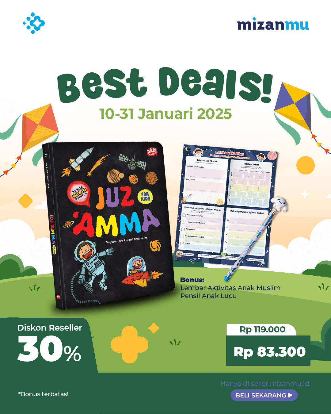 PAKET SATUAN - SO JUZ AMMA FOR KIDS MP+POSTER+PENSIL DAR-038