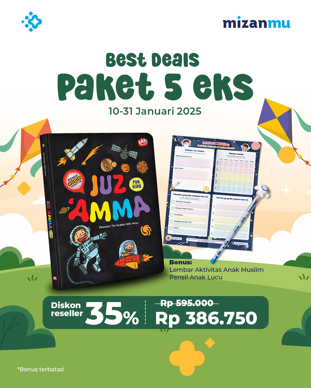 PAKET 5 EKS - SO JUZ AMMA FOR KIDS MP+POSTER+PENSIL DAR-038