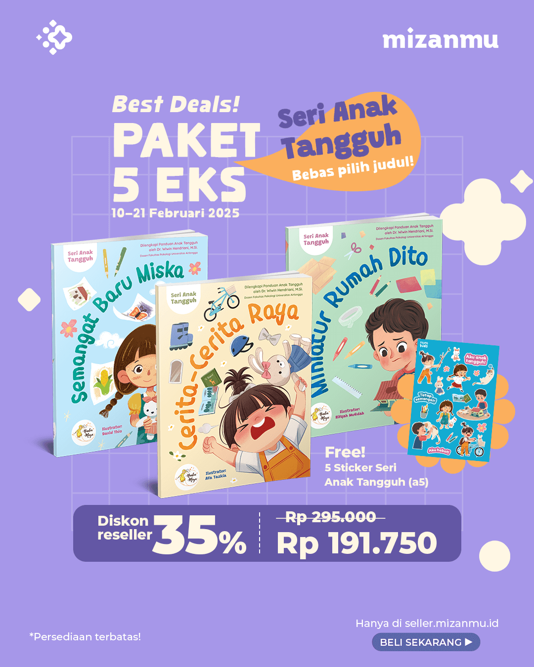 PAKET 5 EKS - SERI ANAK TANGGUH+STIKER