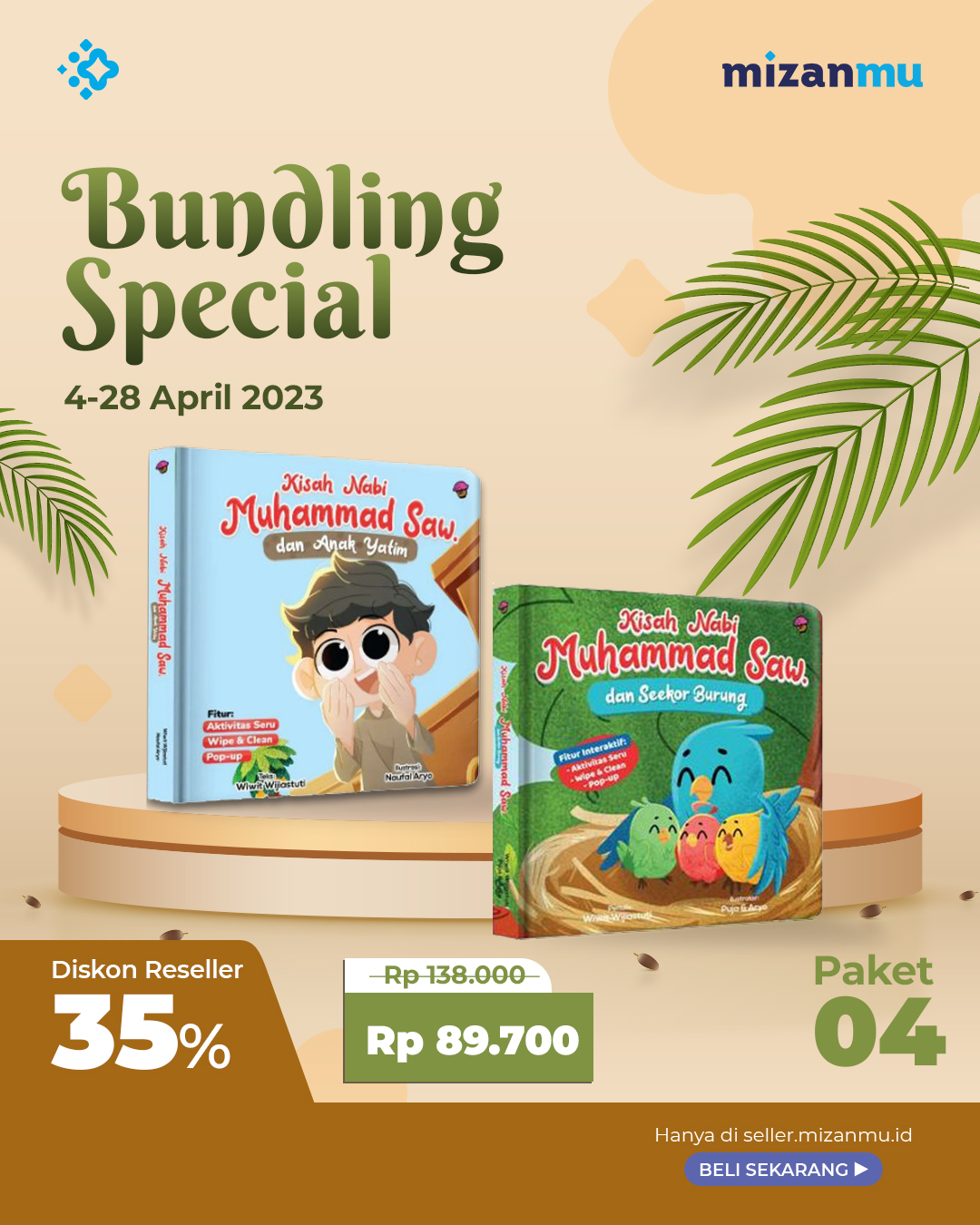 PAKET 4 - BUNDLING KISAH NABI MUHAMMAD SAW. DAN ANAK YATIM & SEEKOR BURUNG (BOARDBOOK)