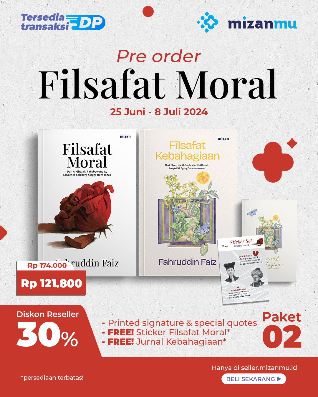 PAKET 2 - PO BUNDLING FILSAFAT MORAL DAN FILSAFAT KEBAHAGIAAN BONUS STIKER DAN JURNAL