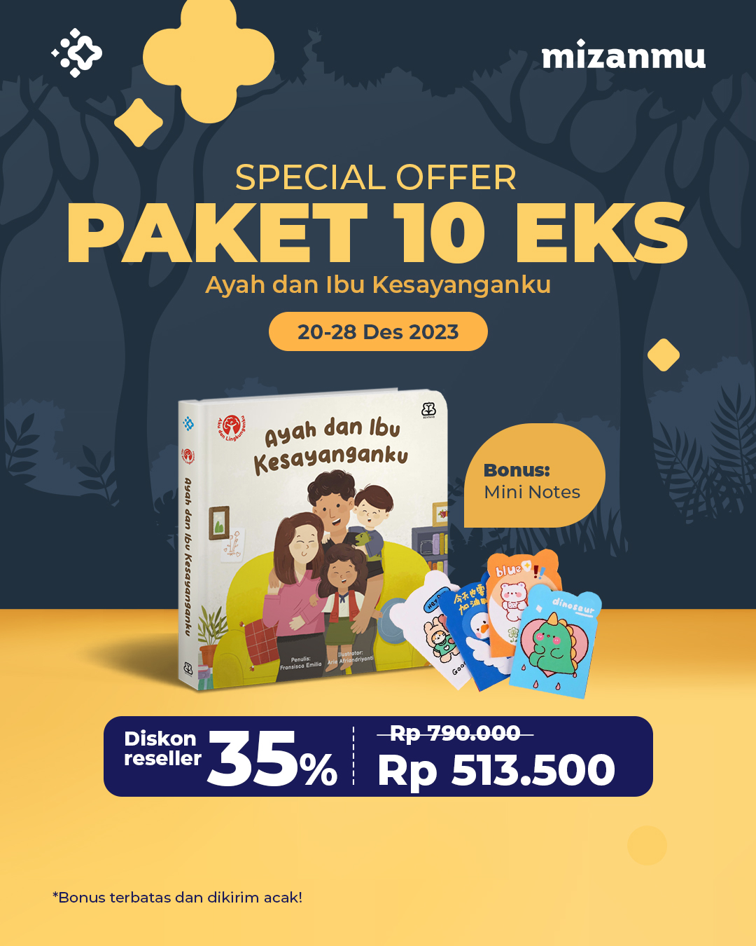PAKET 10 EKS AYAH & IBU KESAYANGANKU BONUS MINI NOTES