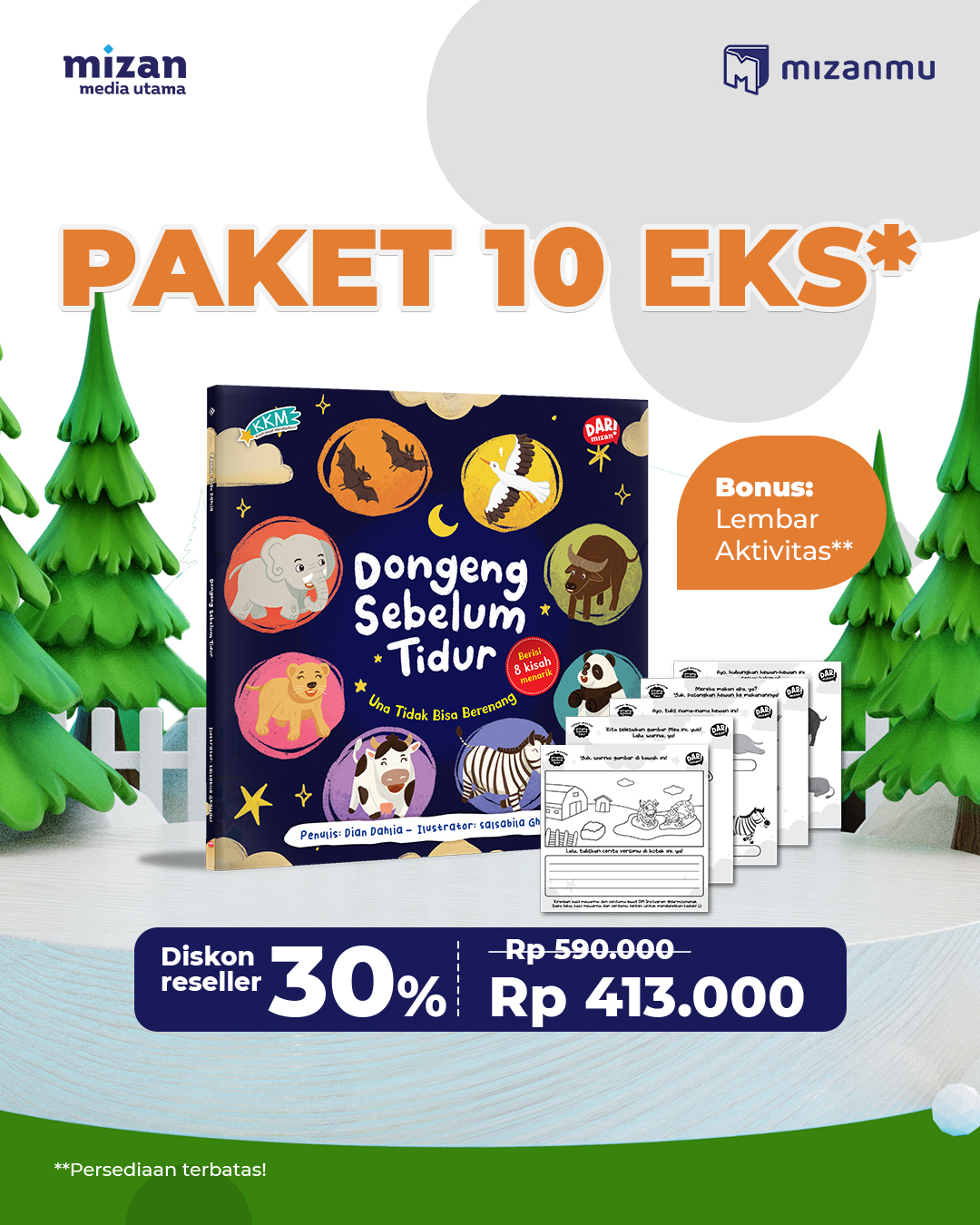 PAKET 10 EKS SO DONGENG SEBELUM TIDUR 4 BONUS LEMBAR AKTIVITAS & BUKU DST 2