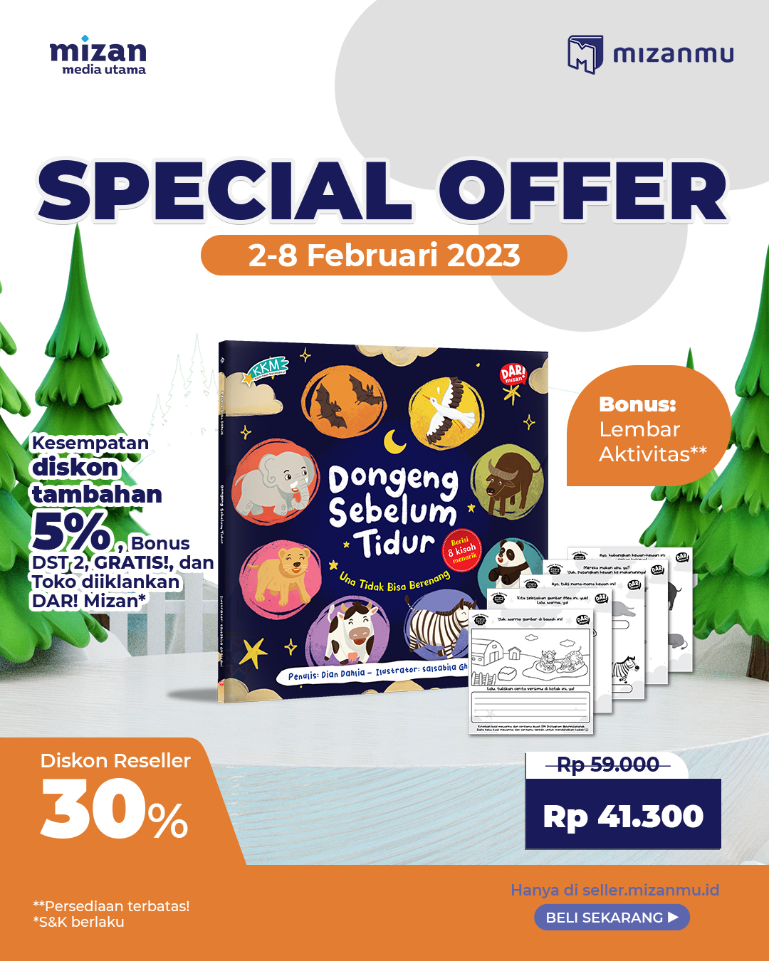 PAKET SATUAN SO DONGENG SEBELUM TIDUR 4 BONUS LEMBAR AKTIVITAS