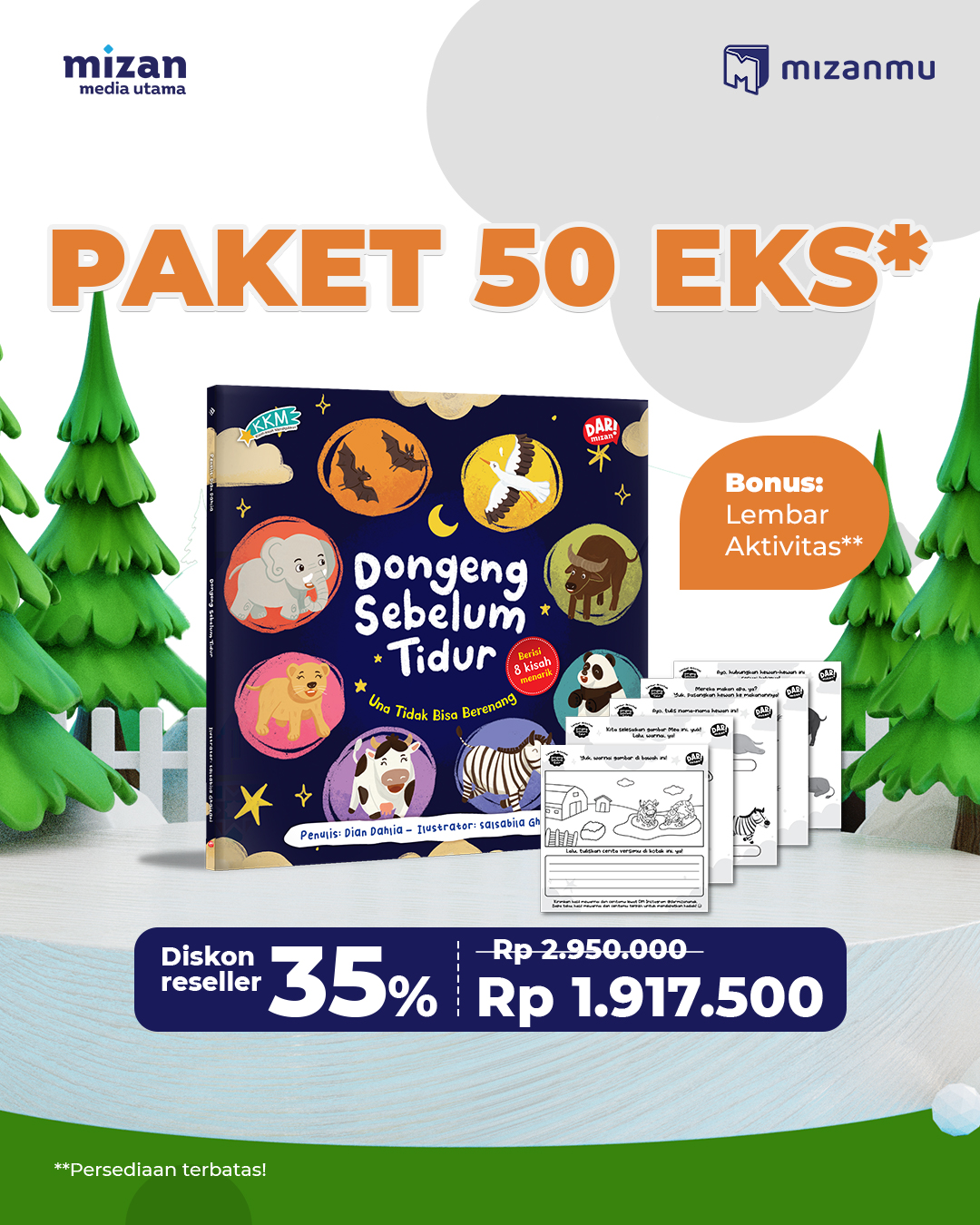 PAKET 50 EKS SO DONGENG SEBELUM TIDUR 4 BONUS LEMBAR AKTIVITAS