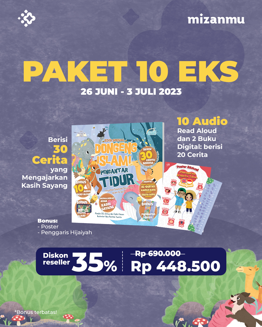 PAKET 10 EKS PROMO MAP 30 DONGENG BONUS POSTER EDUKASI