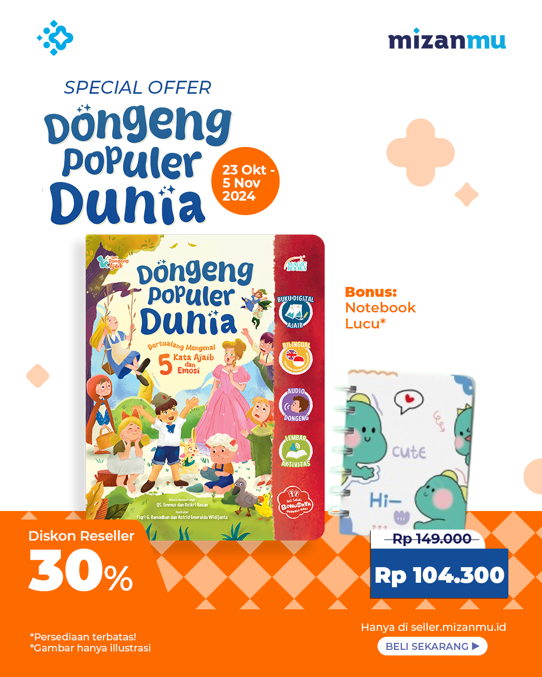 PAKET SATUAN - SO DONGENG POPULER DUNIA BONUS NOTEBOOK