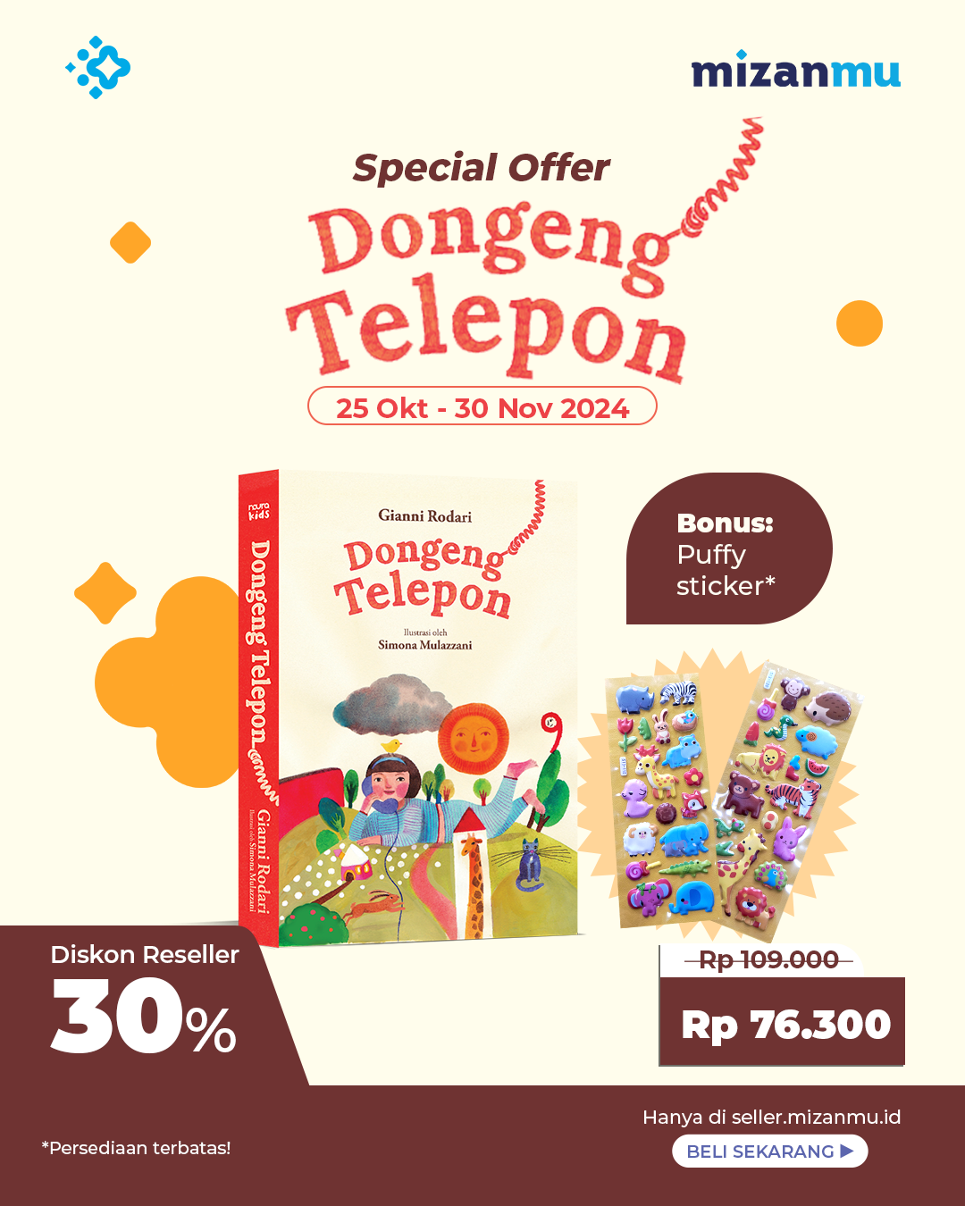 PAKET SATUAN - SO DONGENG TELEPON BONUS PUFY STICKER