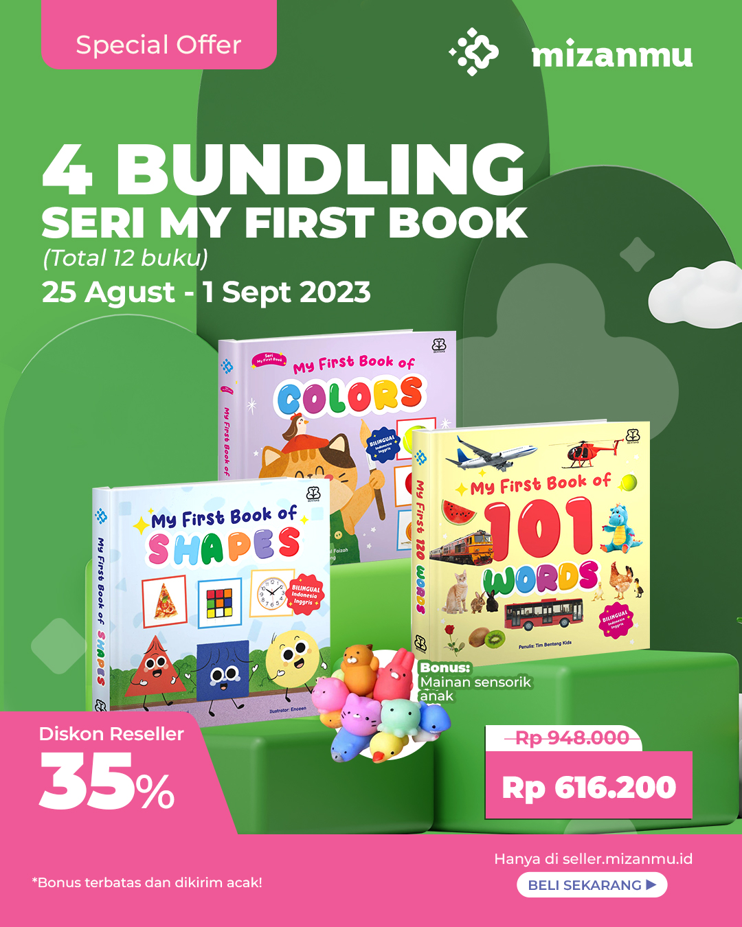 PAKET BUNDLING 4 SET - PROGRAM SALES BENTANG SERI MY FIRST BOOK BONUS MAINAN SENSORIK ANAK