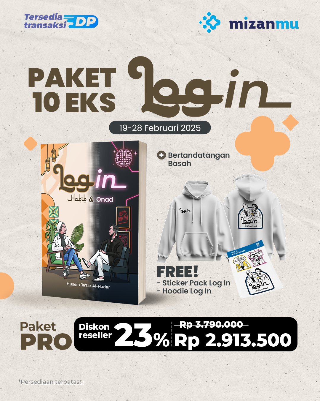 PAKET PRO (10 EKS) - PO LOG IN+TTD+STICKER PACK+HOODIE HT-001