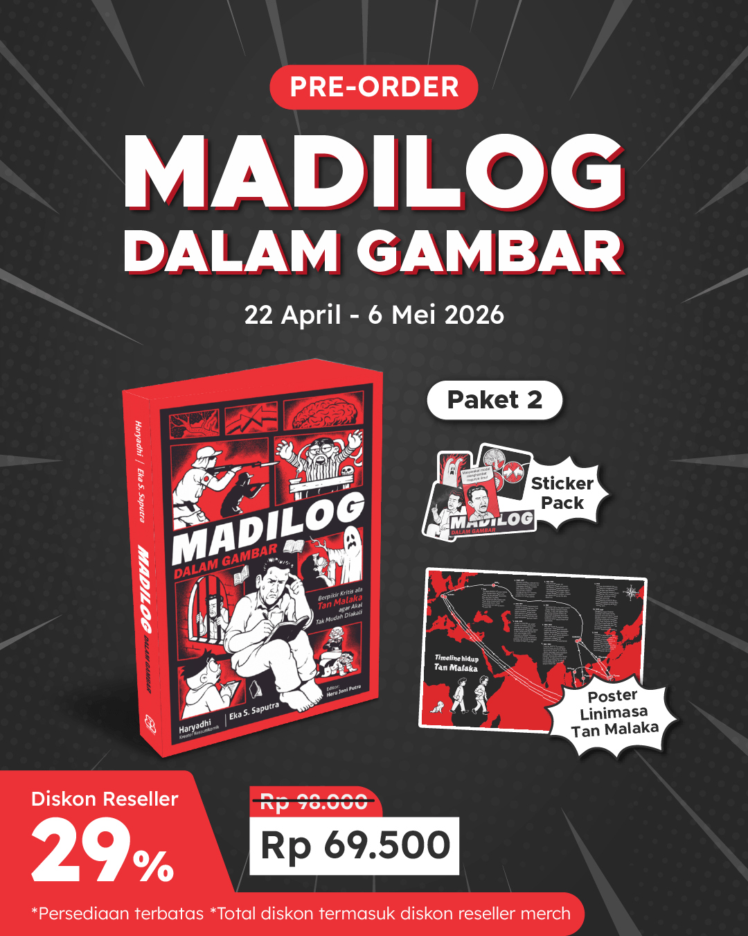 PAKET SATUAN - PO MADILOG DALAM GAMBAR+POSTER+STICKER PACK BS-013