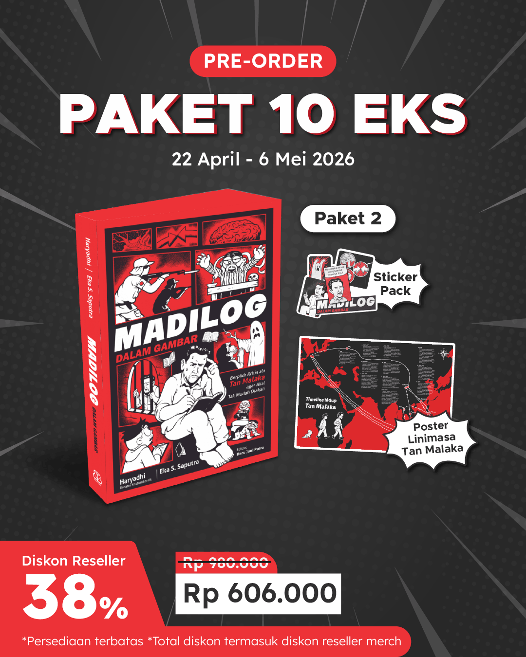 PAKET 10 EKS - PO MADILOG DALAM GAMBAR+POSTER+STICKER PACK BS-013