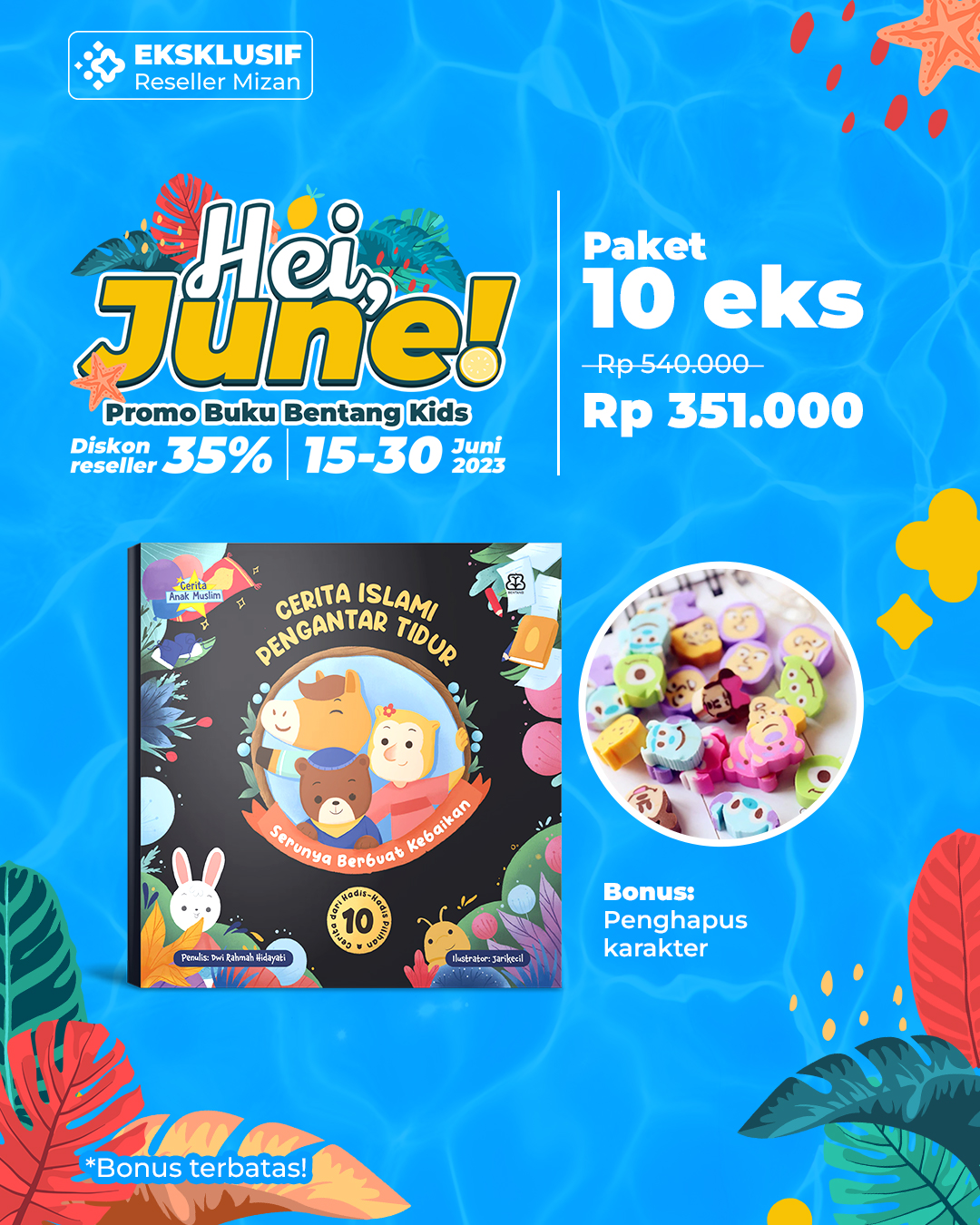 PAKET 10 EKS - PROMO HEY JUNE SERI CIPT 3 BONUS PENGHAPUS KARAKTER 