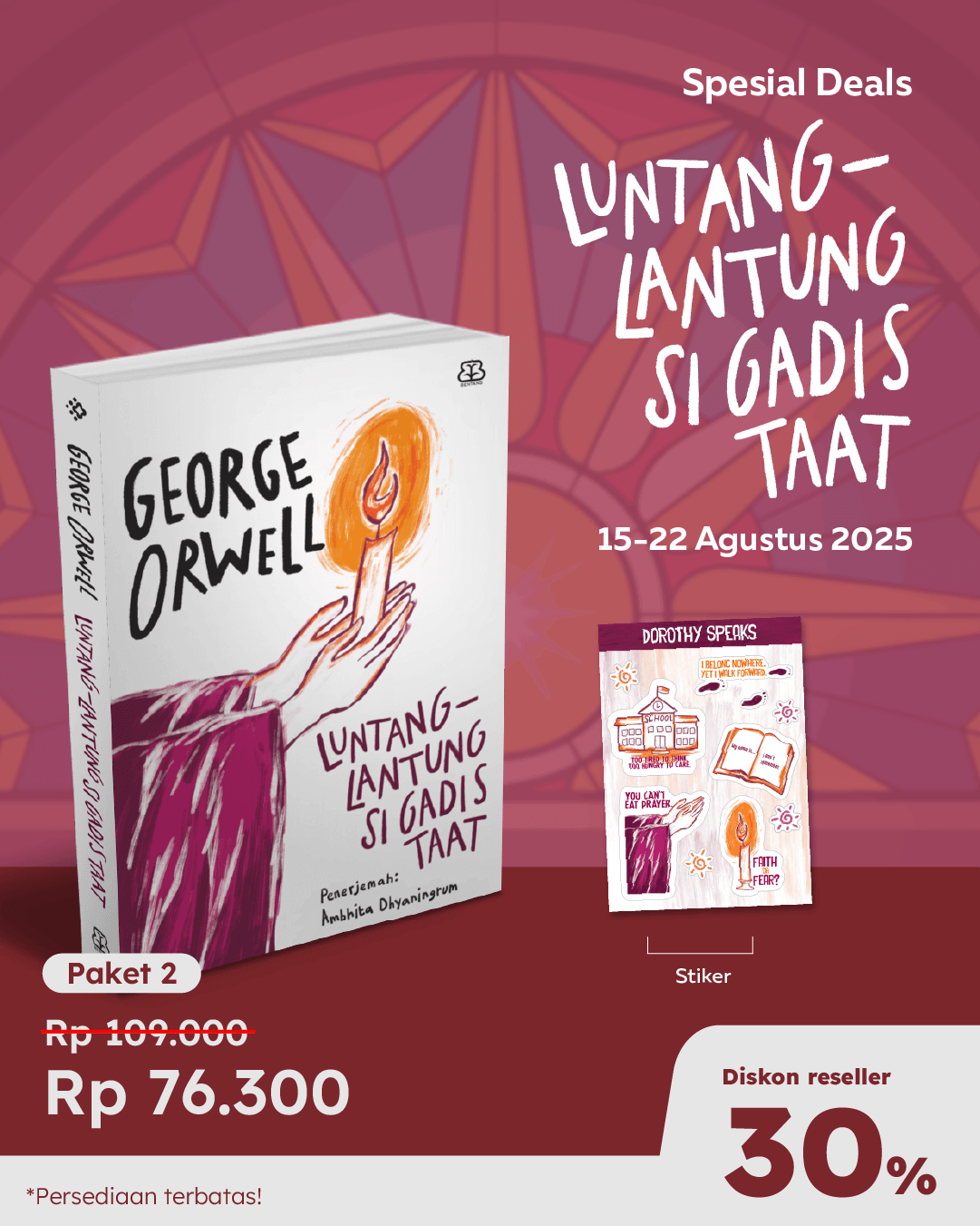 PAKET SATUAN - SO LUNTANG-LANTUNG SI GADIS TAAT+STIKER BL-012