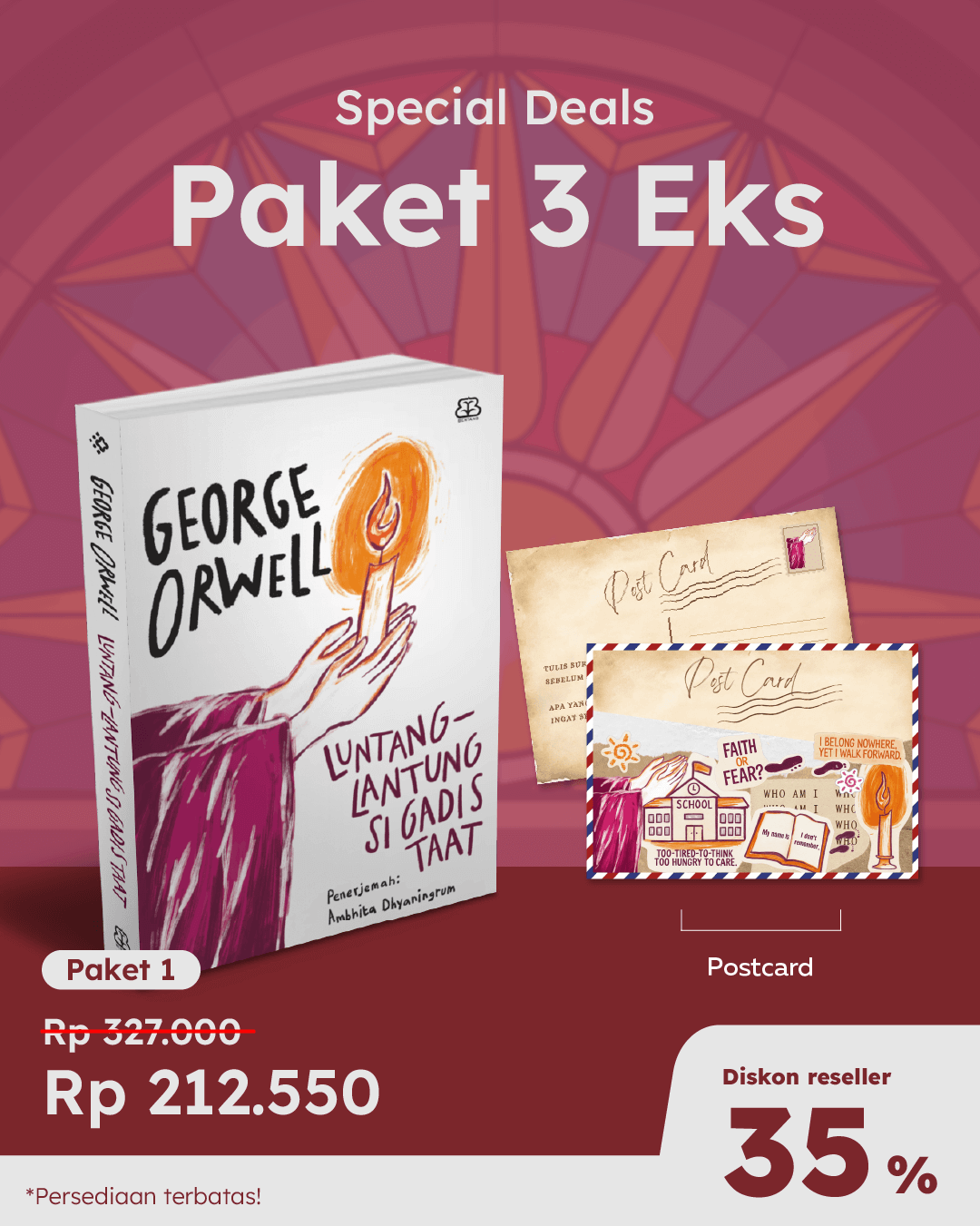 PAKET 3 EKS - SO LUNTANG-LANTUNG SI GADIS TAAT+POST CARD BL-012