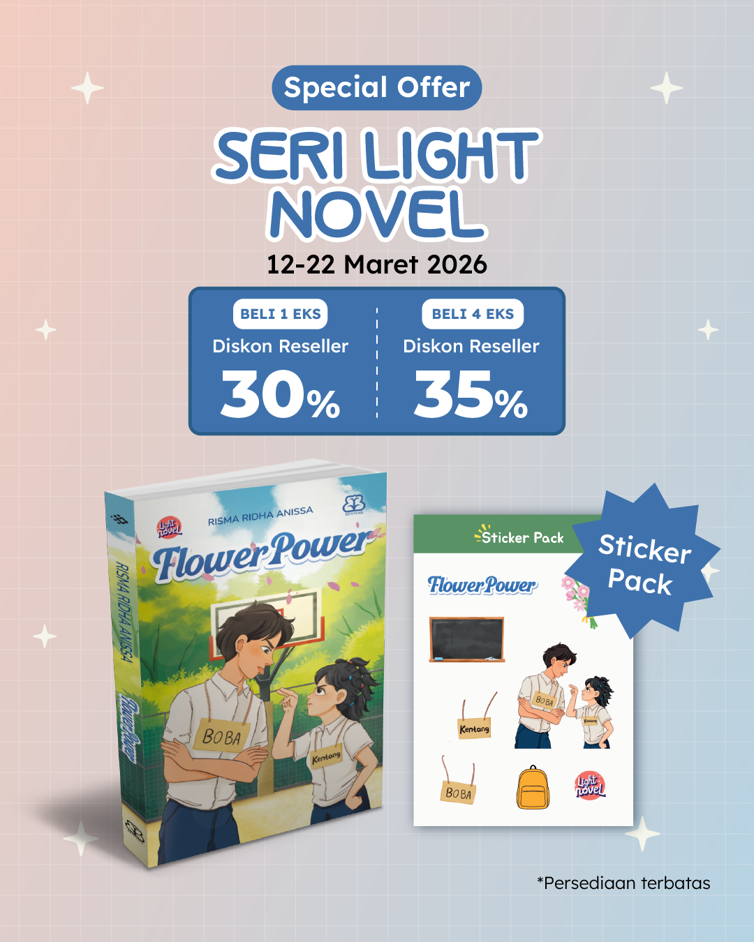 PAKET - SO LIGHT NOVEL BENTANG FLOWER POWER+STICKER