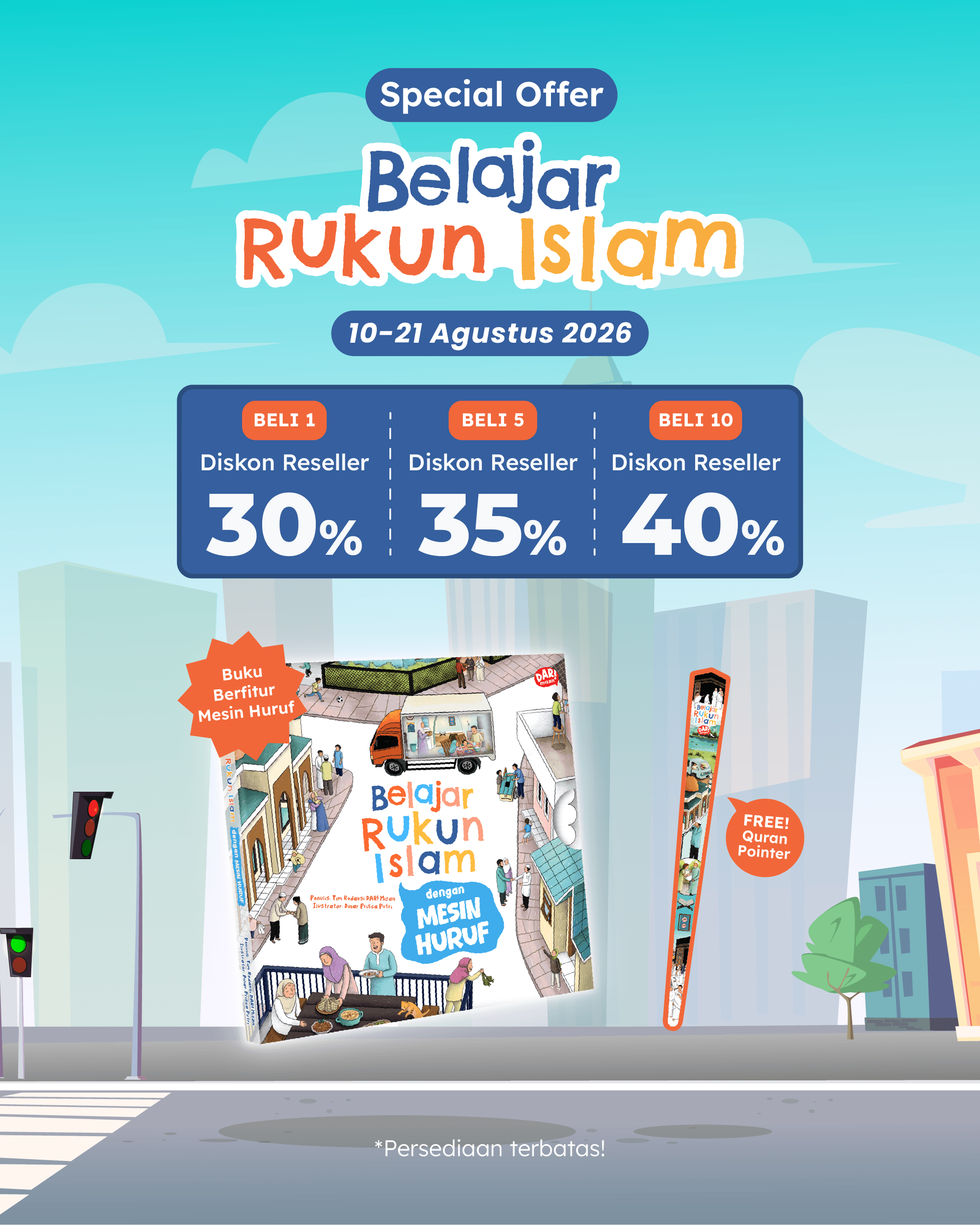 PAKET SO BELAJAR RUKUN ISLAM DENGAN MESIN HURUF+AL-QURAN POINTER DAR-057