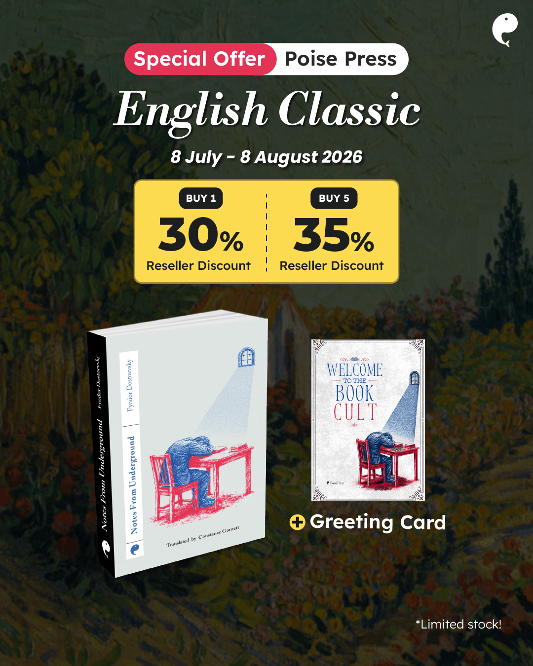 PAKET PROMO NOTES FROM UNDERGROUND (ENGLISH VERSION - POISE PRESS)+GREETING CARD