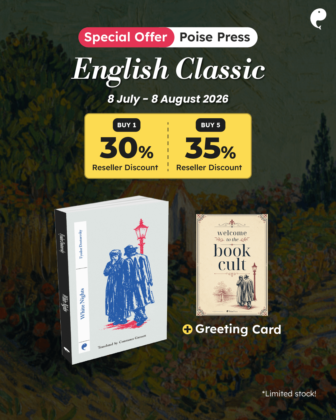 PAKET PROMO WHITE NIGHTS (ENGLISH VERSION - POISE PRESS)+GREETING CARD