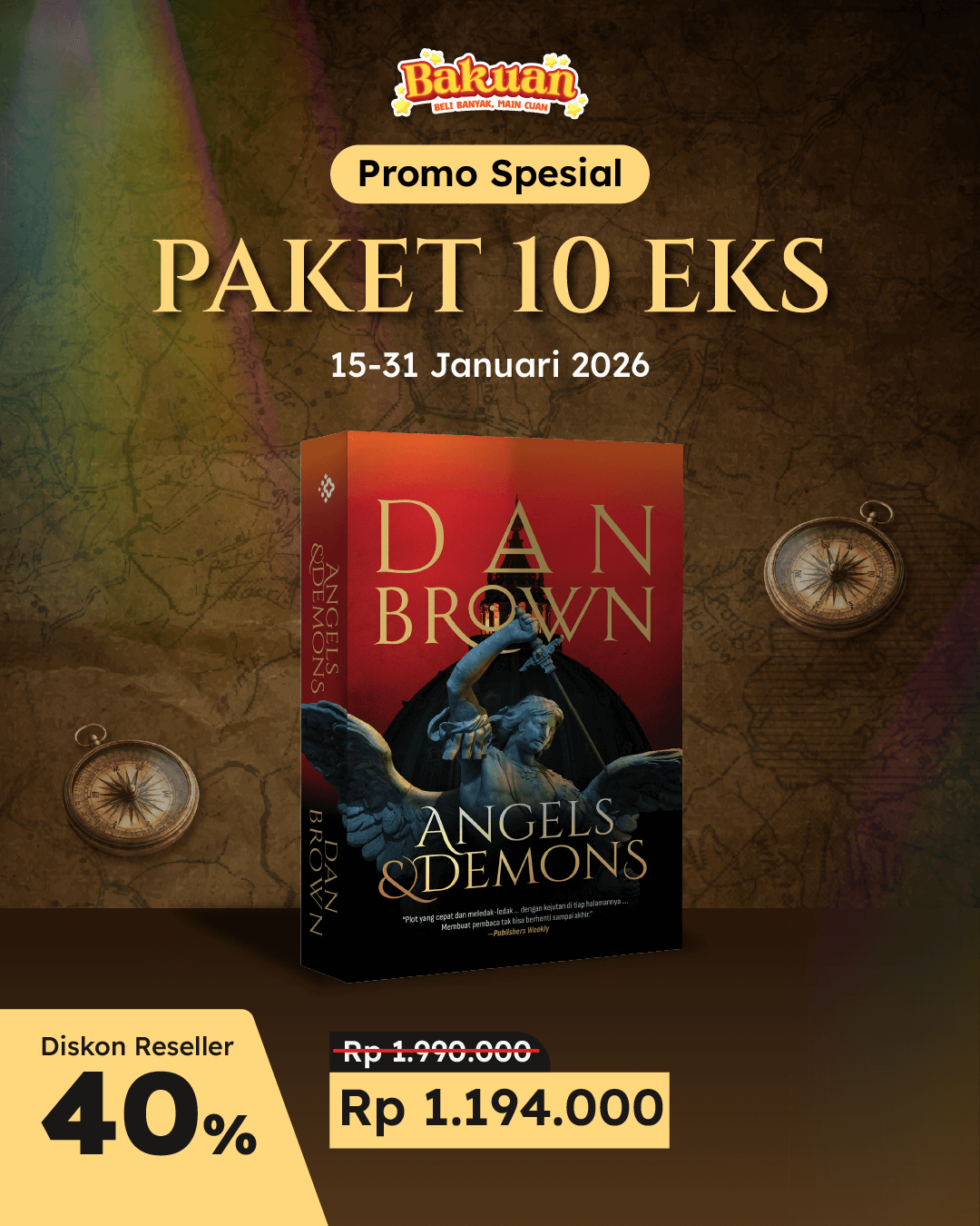 PAKET 10 EKS - SO DAN BROWN ANGELS AND DEMONS