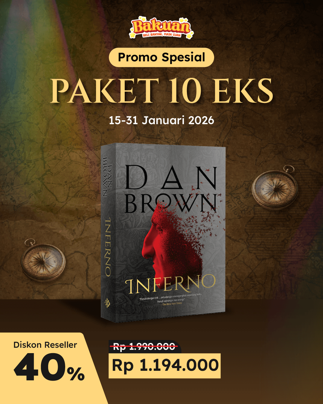 PAKET 10 EKS - SO DAN BROWN INFERNO