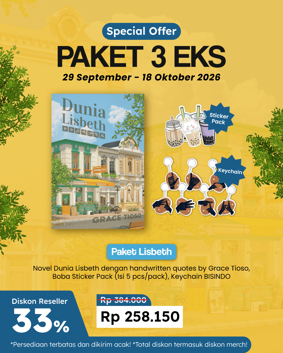 PAKET LISBETH (3 EKS) - SO DUNIA LISBETH+STICKER+GANCI