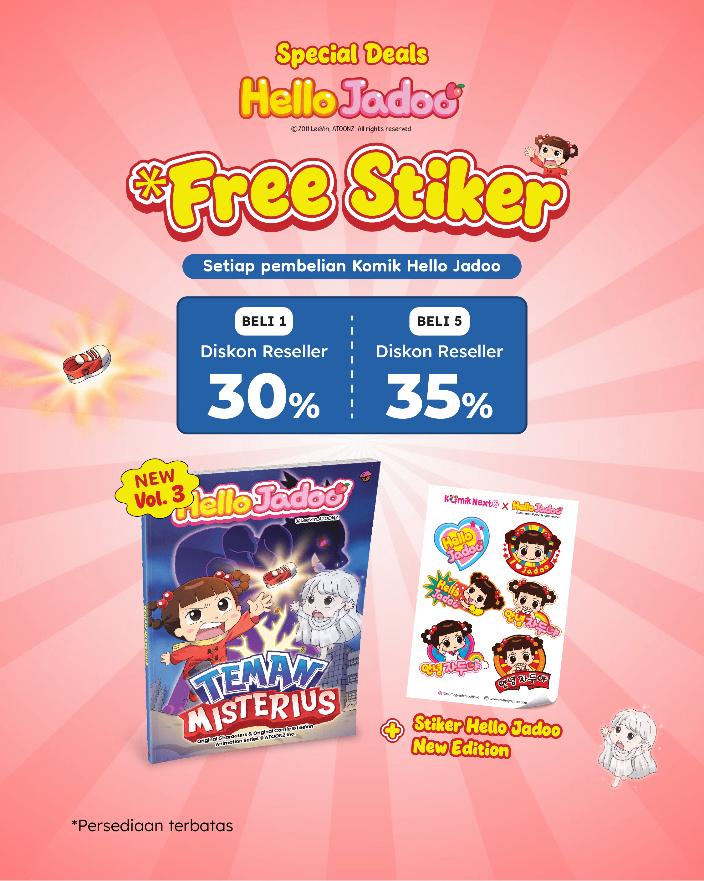 PAKET PROMO KOMIK HELLO JADOO VOL. 3+STICKER MC-1649