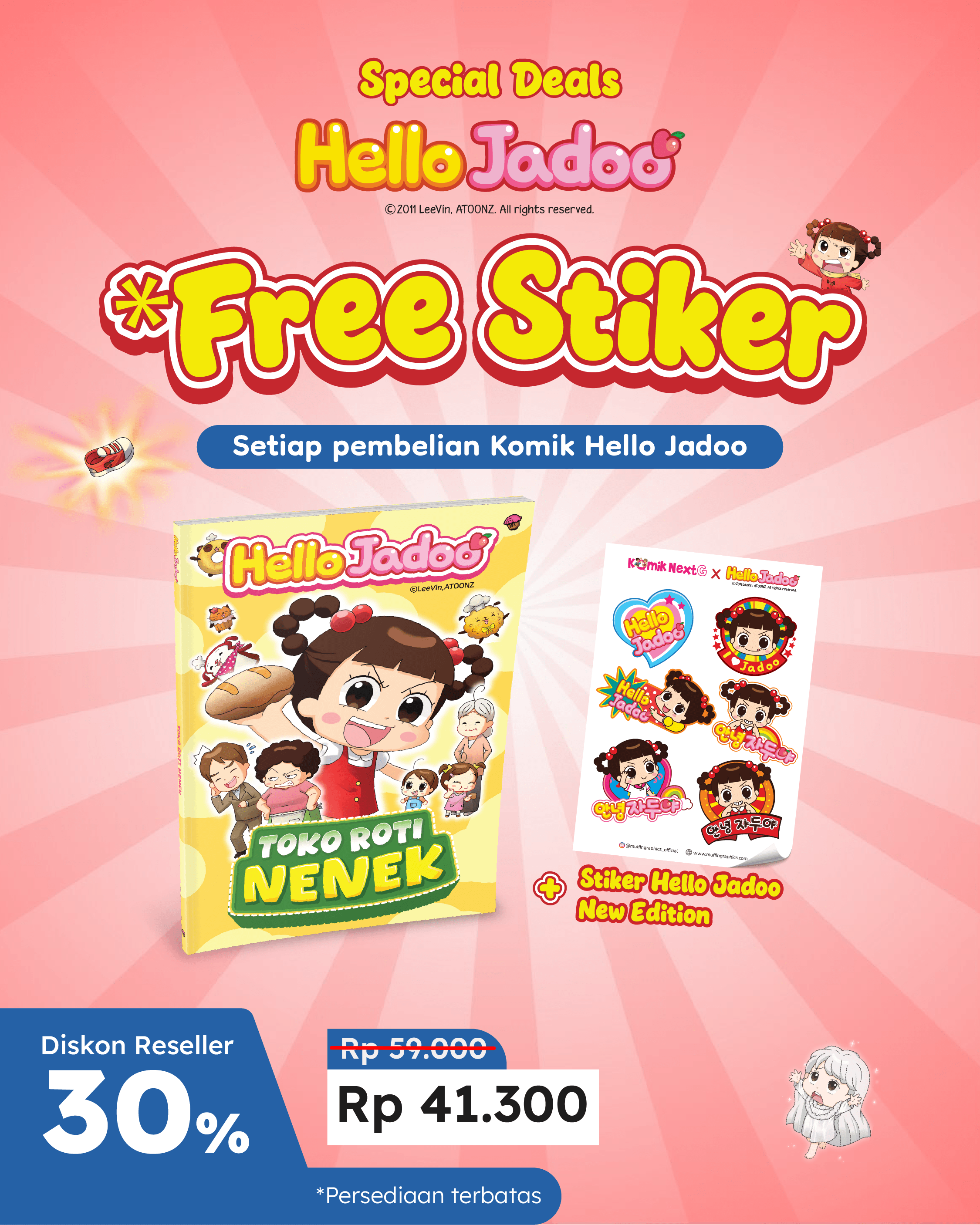 PAKET PROMO KOMIK HELLO JADOO VOL. 1+STICKER MC-1654