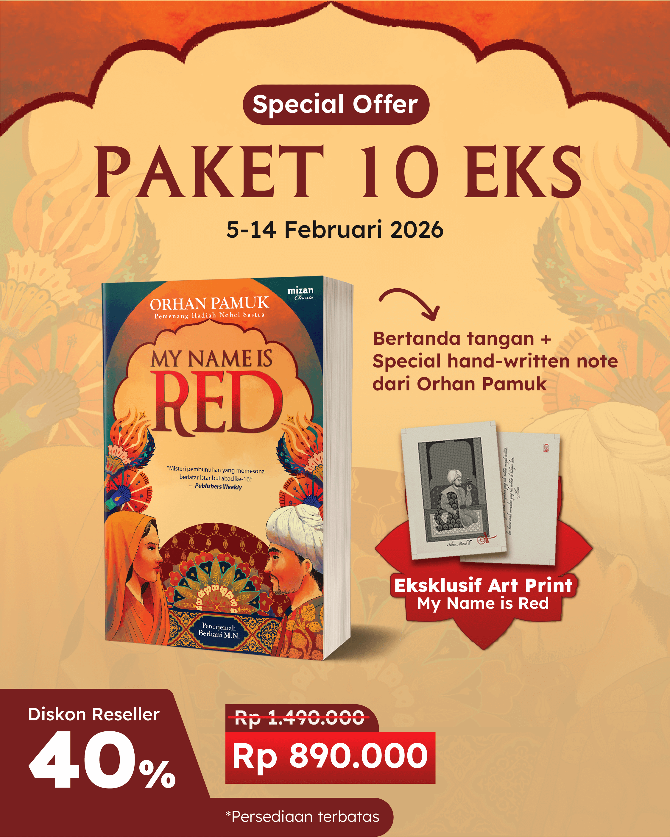 PAKET 10 EKS - SO MY NAME IS RED+TTD+SPECIAL HAND-WRITTEN+ART PRINT