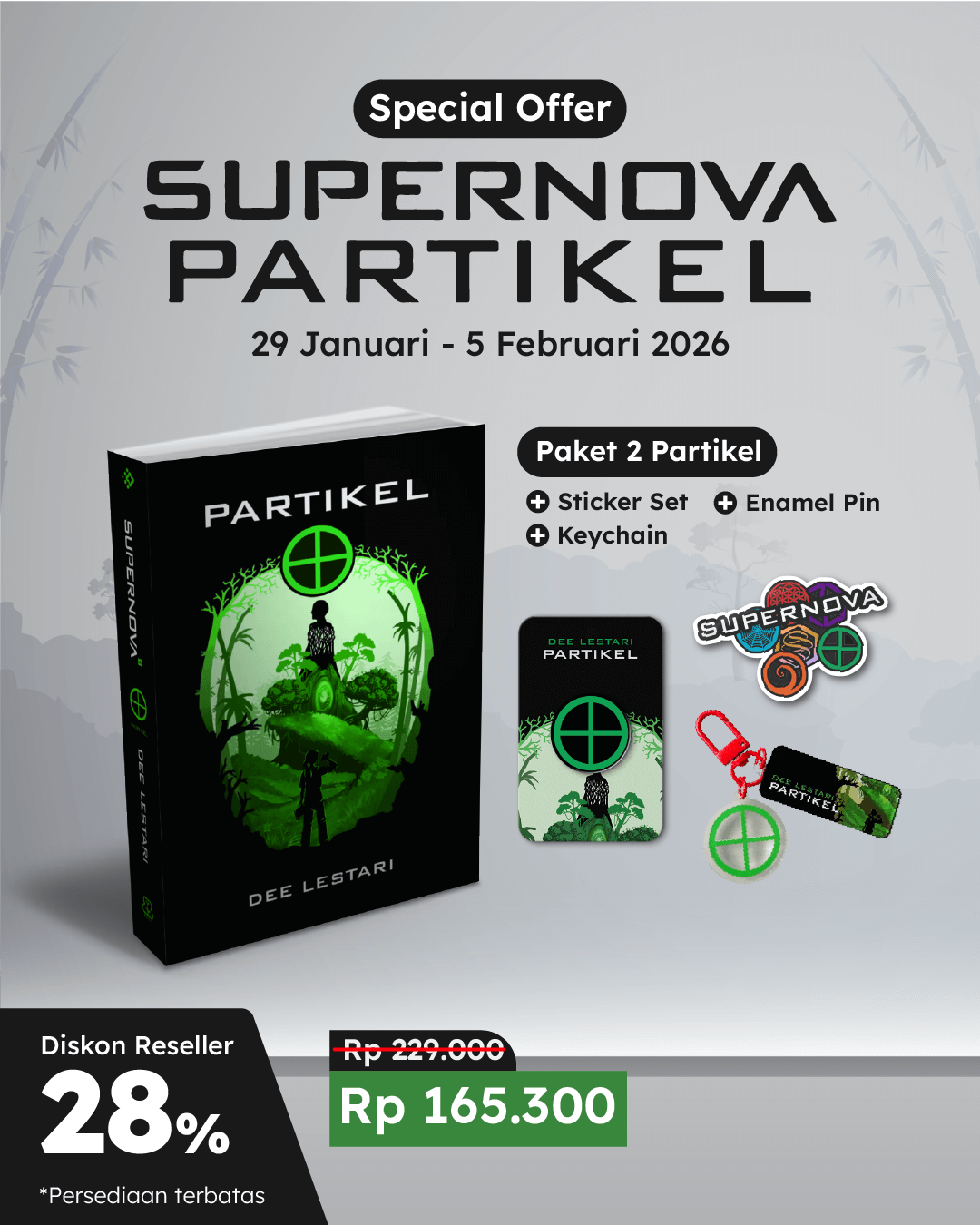 PAKET SATUAN - SO SUPERNOVA PARTIKEL+STICKER PACK+KEYCHAIN+ENAMEL PIN