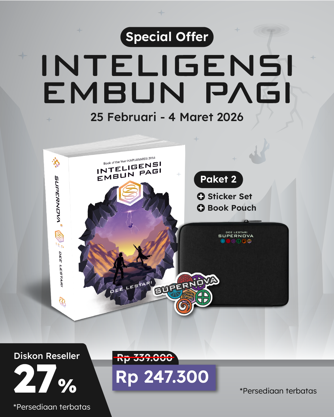 PAKET SATUAN - SO INTELIGENSI EMBUN PAGI+STICKER PACK+BOOK POUCH